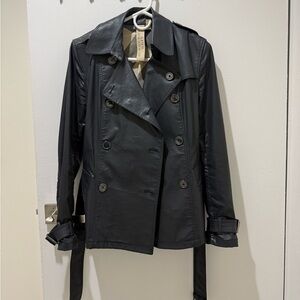 Burberry Brit Coated Trench Coat Black Small